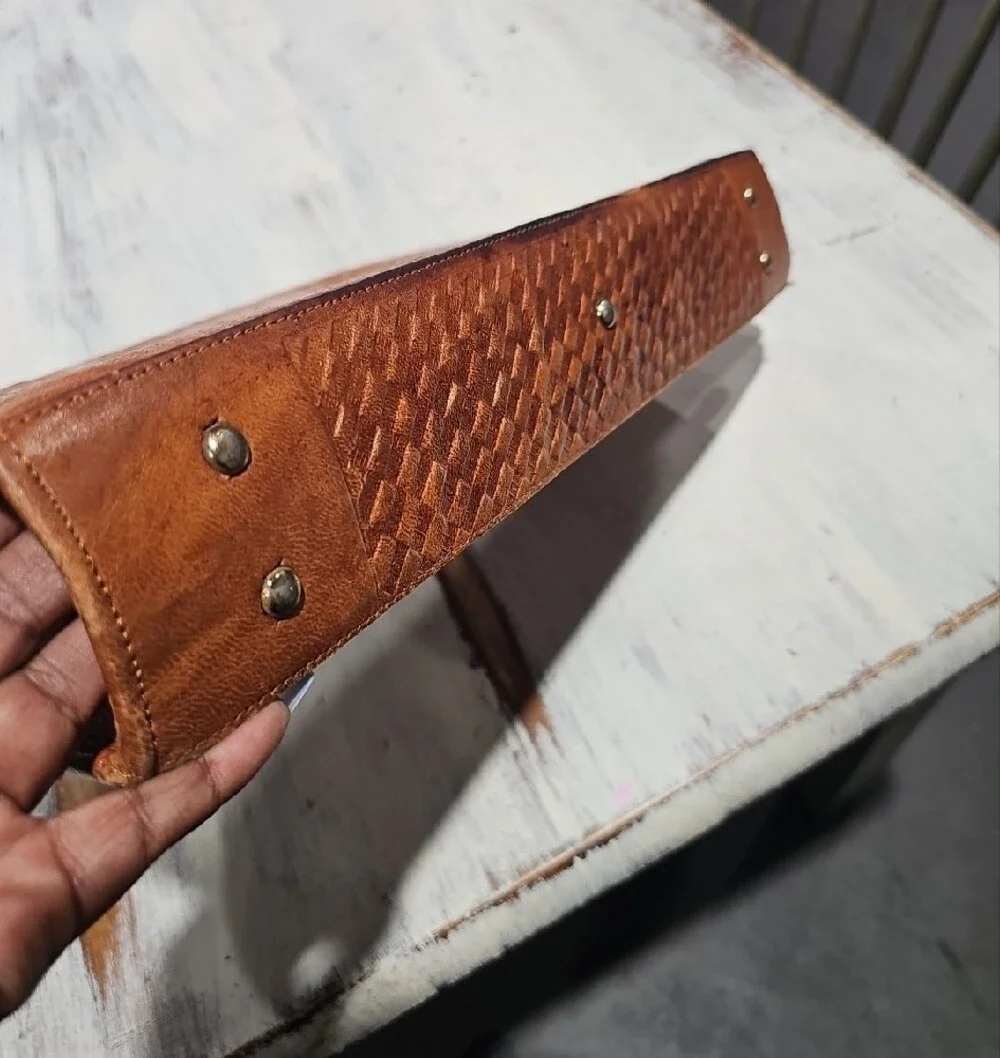 Hand-Tooled Brown Leather Clutch Wallet Made In Mexico